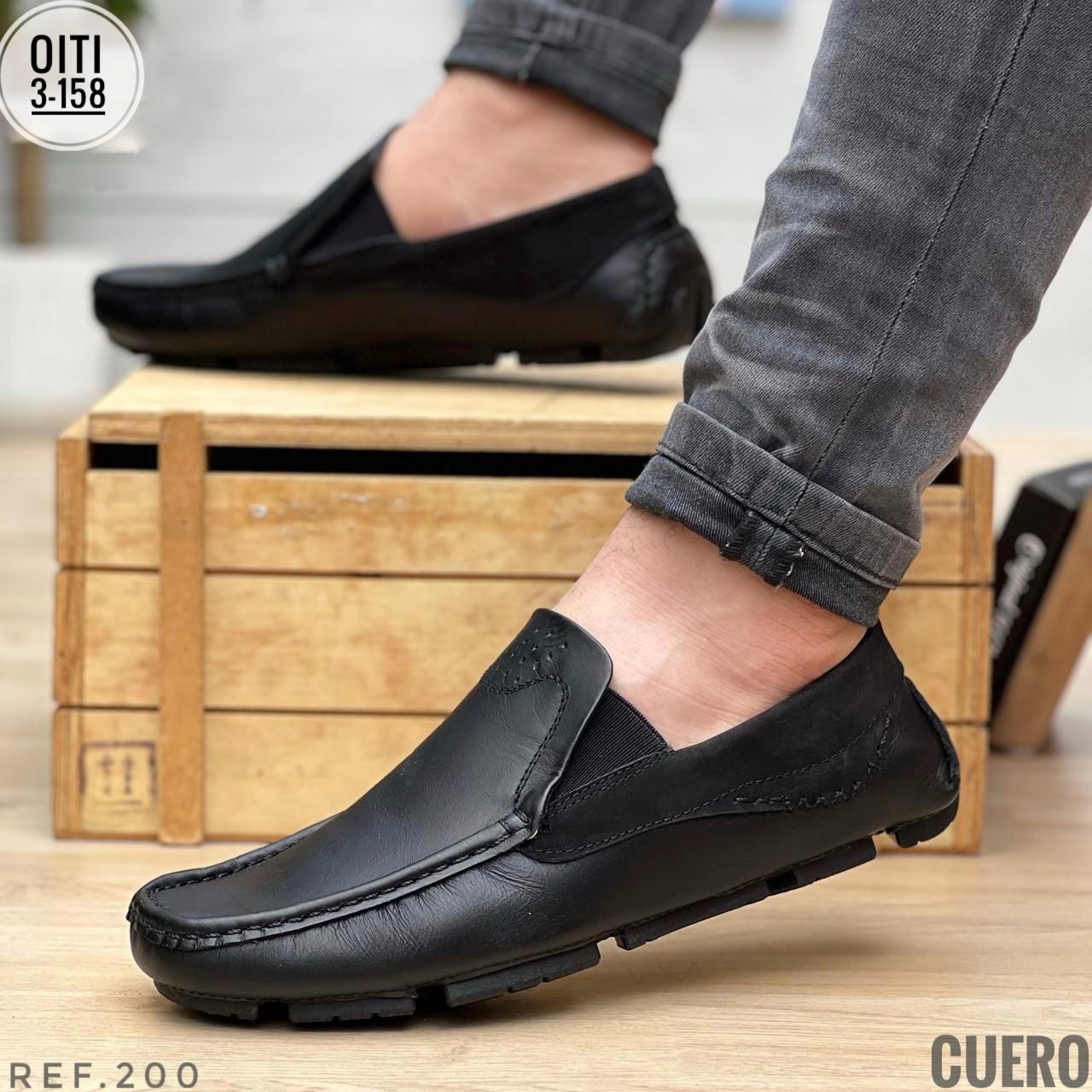TRIO MOCASIN TEJIDO EN CUERO