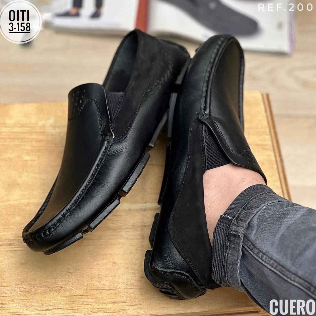 TRIO MOCASIN TEJIDO EN CUERO