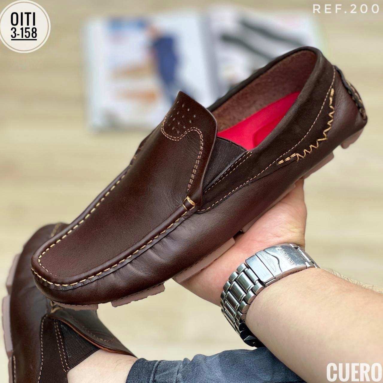 TRIO MOCASIN TEJIDO EN CUERO