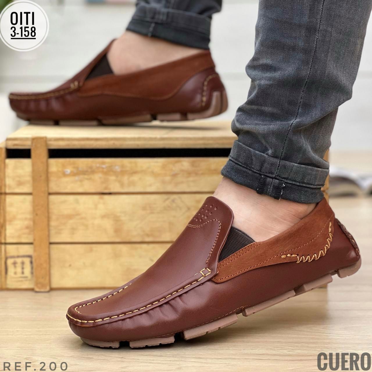 TRIO MOCASIN TEJIDO EN CUERO