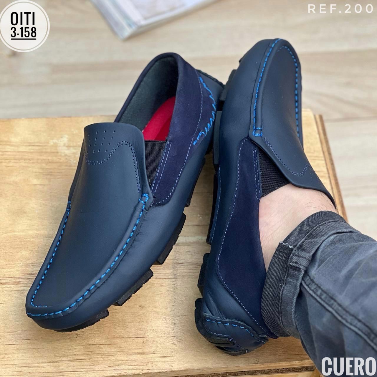 TRIO MOCASIN TEJIDO EN CUERO