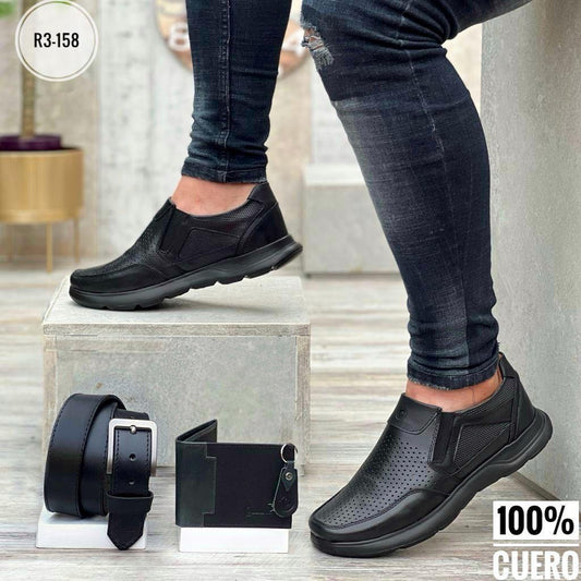TRIO ZAPATO CASUAL CUERO ENSERADO