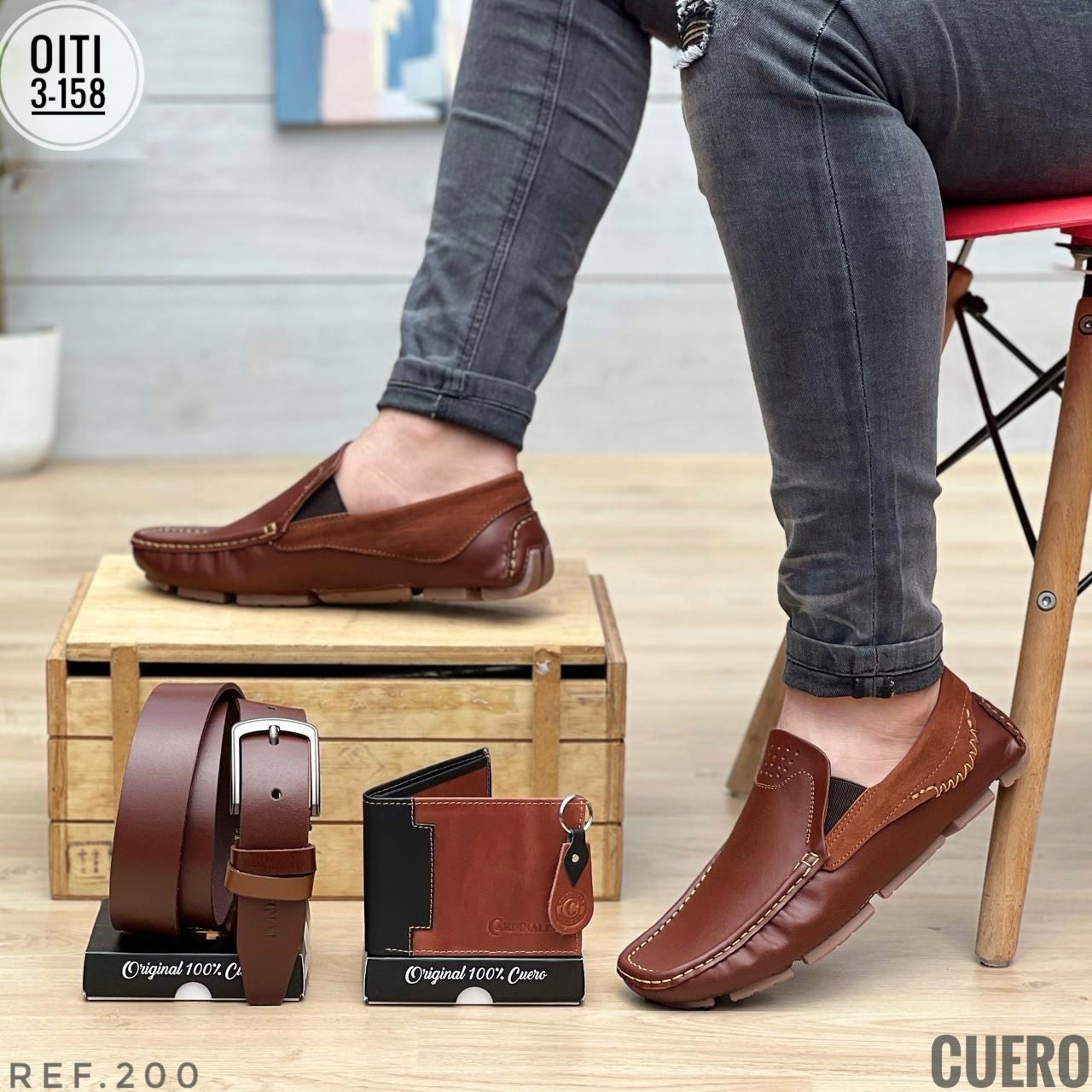 TRIO MOCASIN  TEJIDO EN CUERO