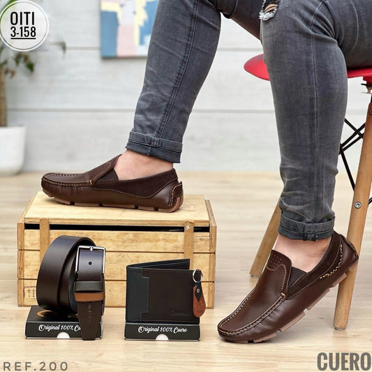 TRIO MOCASIN  TEJIDO EN CUERO